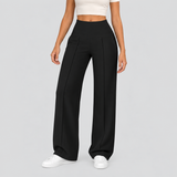 Wide-Leg Pants with High Waist and Front Seam