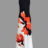 Floral Mermaid Maxi Dress with Crew Neck