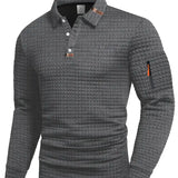 Textured Polo Sweater with Half Button and Zip Pocket