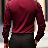 Slim Fit Button Up Shirt with Spread Collar and Long Sleeves