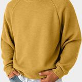 Men's Knit Sweater with Round Neck and Raglan Sleeves