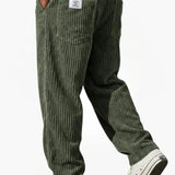 Corduroy Wide-Leg Pants with Patch Pockets