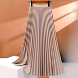 High-Waisted A-Line Pleated Midi Skirt