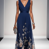 Floral V-Neck Sleeveless Maxi Dress