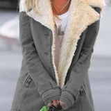 Women's Winter Coat with Faux Fur-Look Collar and Button Front for Everyday Wear
