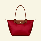 Nylon Tote Bag with Long Shoulder Straps and Snap Button