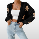 Cropped Open-Front Chunky Knit Cardigan