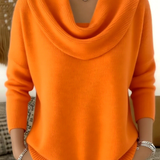 Ribbed Cowl Neck Long-Sleeve Sweater