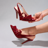 Bow Slingback Pointed-Toe Pumps with Stiletto Heel