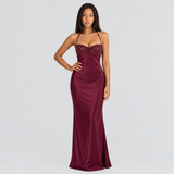 Sweetheart Sequin Bustier Maxi Dress with Halter Strap