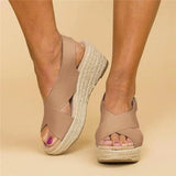 Women's Espadrille Wedge Sandals - Crisscross Platform Heels