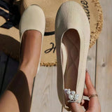 Knit Slip-On Flats with Round Toe