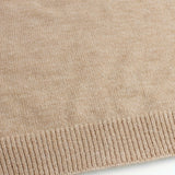 Round Neck Sweater with Striped Sleeves and Ribbed Cuff