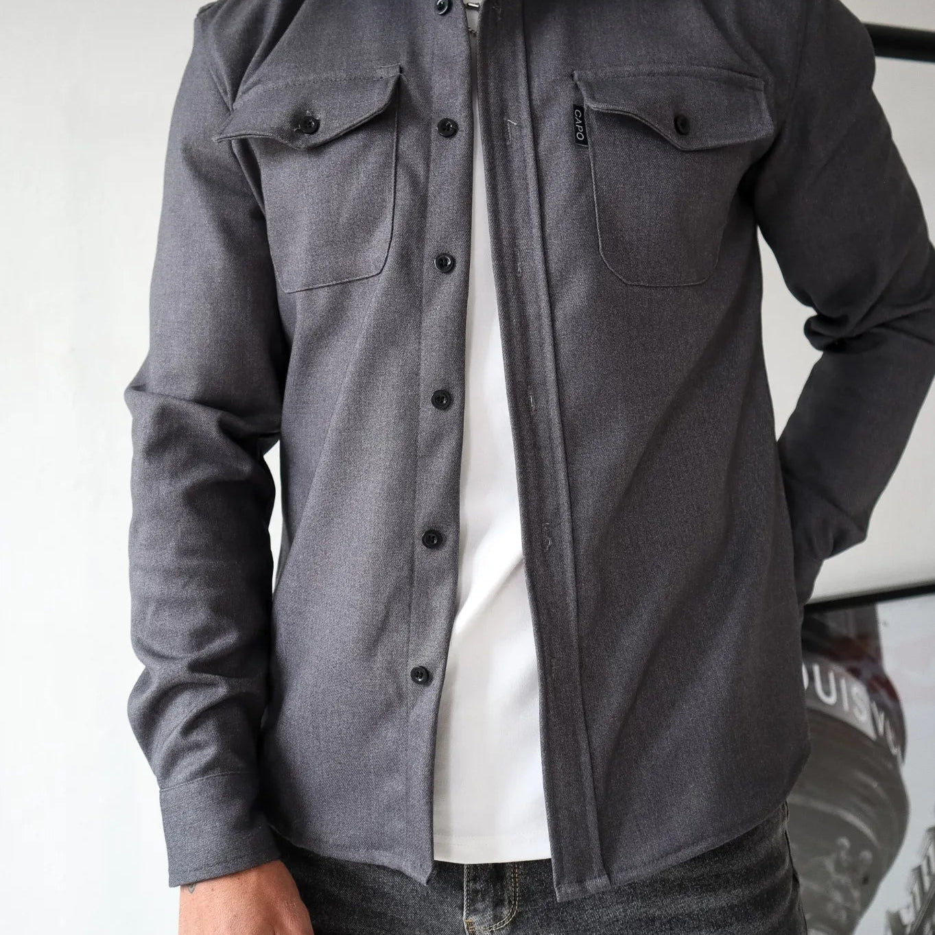 Overshirt Jacket with Button Front and Chest Pocket