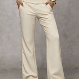 Wide-Leg Trousers with Button Waist