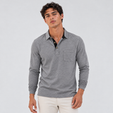 Collared Long Sleeve Polo Shirt with Button Front and Chest Pocket