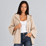 Oversized Hooded Open-Front Cardigan with Wide Sleeves