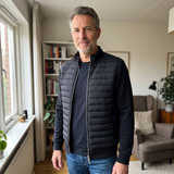 Men's Jacket with Quilted Padded Front and Full Zipper for Winter