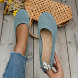 Knit Slip-On Flats with Round Toe