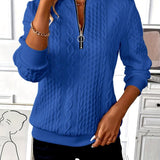 Textured Cable Knit Quarter Zip Sweater