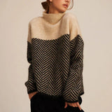 Turtleneck Sweater with Chevron Pattern