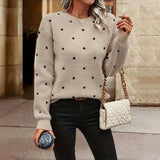 Polka Dot Knit Sweater with Crew Neck