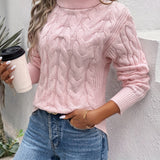 Cable Textured Knit Turtleneck Sweater