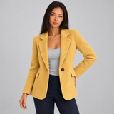 Women's Blazer – Single-Button Notched Lapel Jacket for Office and Smart Casual Wear