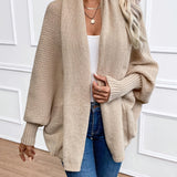 Oversized Open-Front Cardigan with Batwing Sleeve