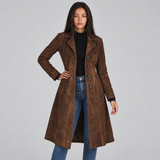 Long A-Line Coat with Button Front and Side Pockets