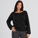 Textured Knit Boat Neck Sweater
