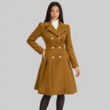 Tailored Double-Breasted A-Line Coat with Button-Front