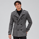 Tailored Double-Breasted Wool Coat with Side Pockets