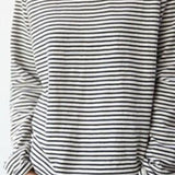 Women's Striped Top with Crew Neck Long Sleeves and Relaxed Fit