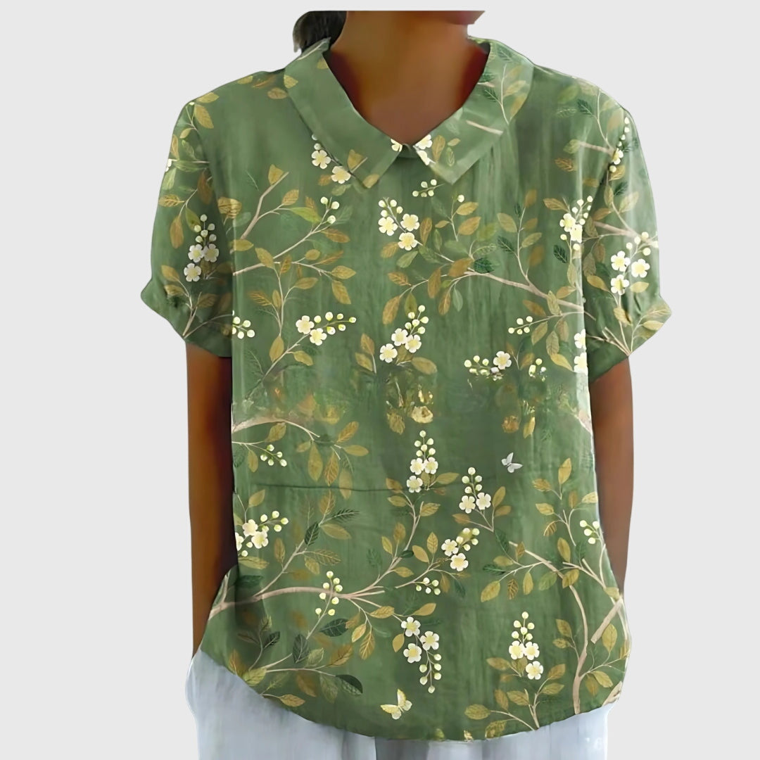 Solene | Floral Button Elegant Blouse Women Summer Casual