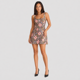 Sequin Bodycon Mini Dress with Square Neck and Thigh Slit