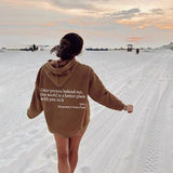 Women's Graphic Hoodie with Inspirational Quote Back Print and Long Sleeves