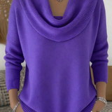 Ribbed Cowl Neck Long-Sleeve Sweater