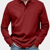 Long Sleeve Polo Shirt with Button Collar