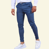 Slim Fit Trousers with Side Pockets and Tapered Leg