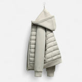 Quilted Puffer Jacket with Hood and Zip Front