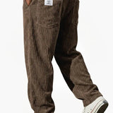 Corduroy Wide-Leg Pants with Patch Pockets