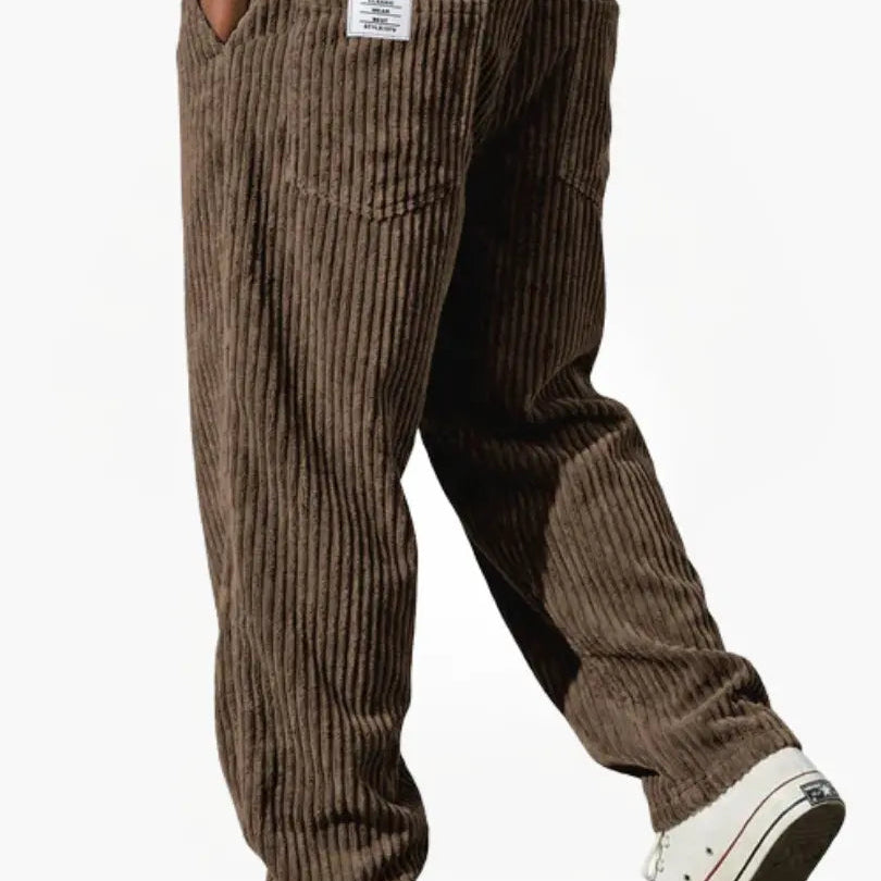 Corduroy Wide-Leg Pants with Patch Pockets
