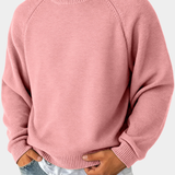 Men's Knit Sweater with Round Neck and Raglan Sleeves