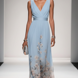 Floral V-Neck Sleeveless Maxi Dress