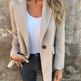 Women's Blazer – Single-Button Notched Lapel Jacket for Office and Smart Casual Wear