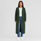 Longline Cable Knit Cardigan with Open Front