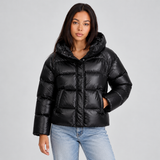 Women's Puffer Jacket with Hood and Zip Front for Winter