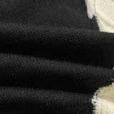 Patchwork Cable Knit Sweater with Round Neck
