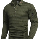 Textured Polo Sweater with Half Button and Zip Pocket